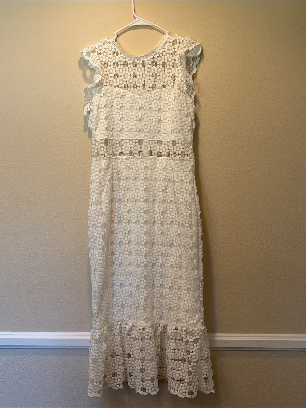 Petal & Pup Lauren White Crochet Lace Midi Dress - Picture 3 of 11